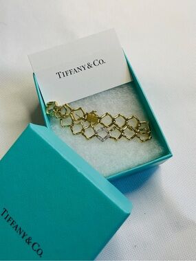 1981 Tiffany & Co. Paloma Picasso 18k Yellow Gold, Platinum & Diamond Bracele